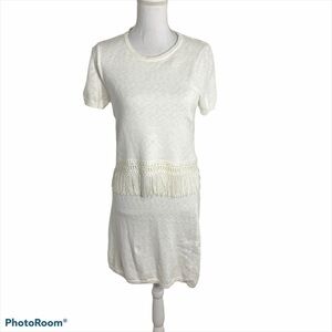Asos Tiered Fringe White Dress NWT Sz 8 Women’s